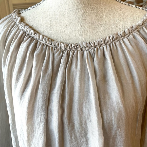 Prontomoda Giusy Silk 3/4 Sleeve Blouse Grey Small - Picture 3 of 9